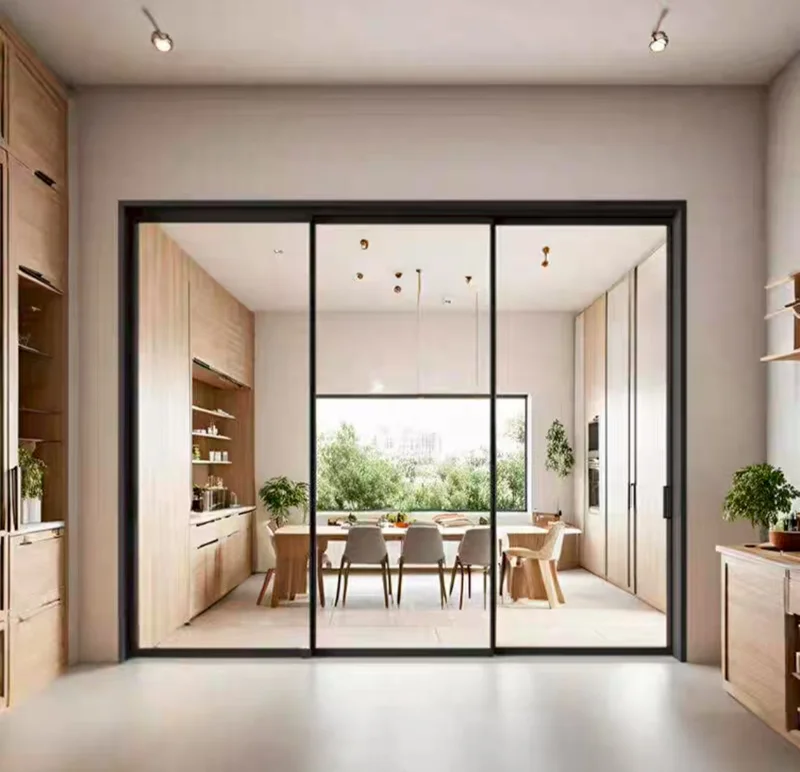 Aluminum glass doors for indoor courtyards
