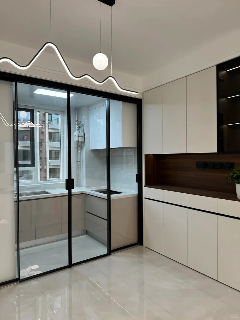 Engineered Wood Glass Doors with Anti-Warping Technology & Frosted Glass for Modern Office Partitions