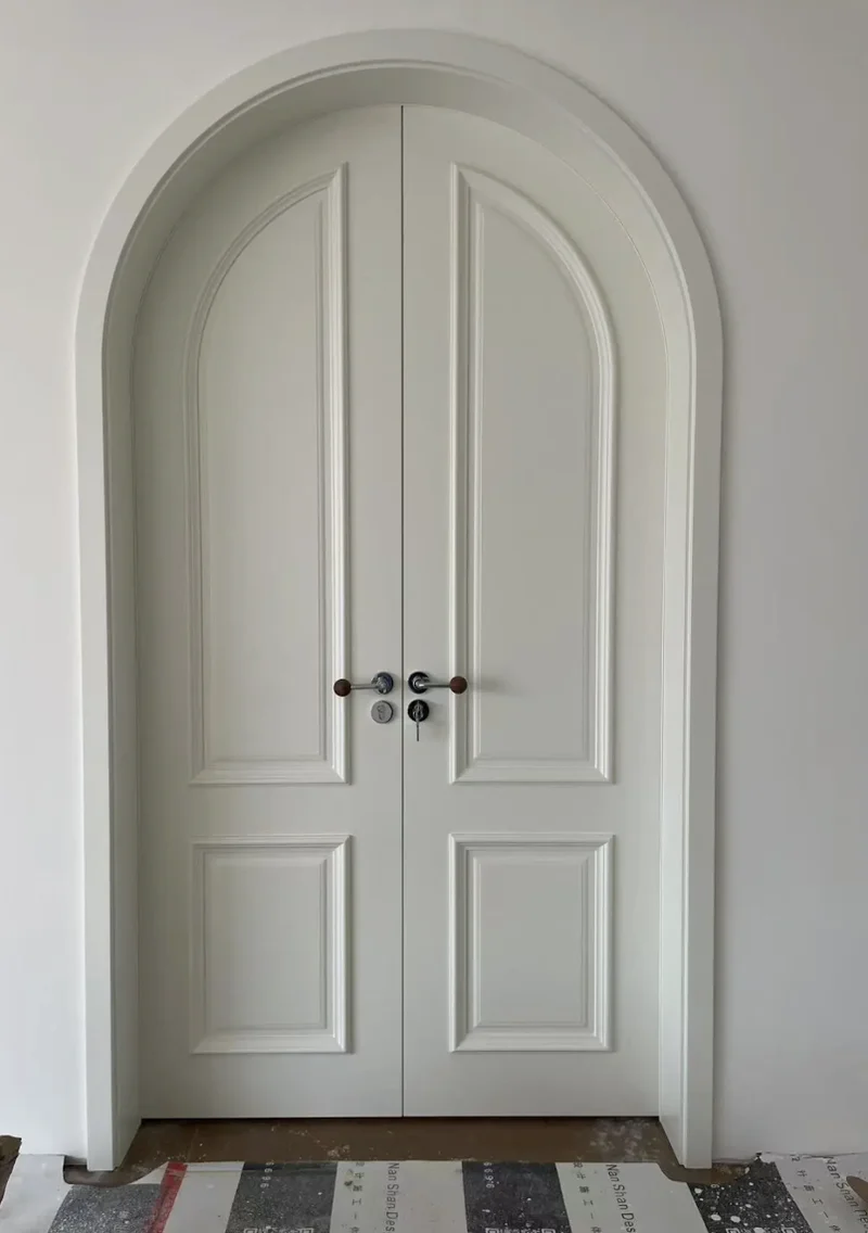 Rosewood solid wood doors high-end with hand-carved details for luxury resorts