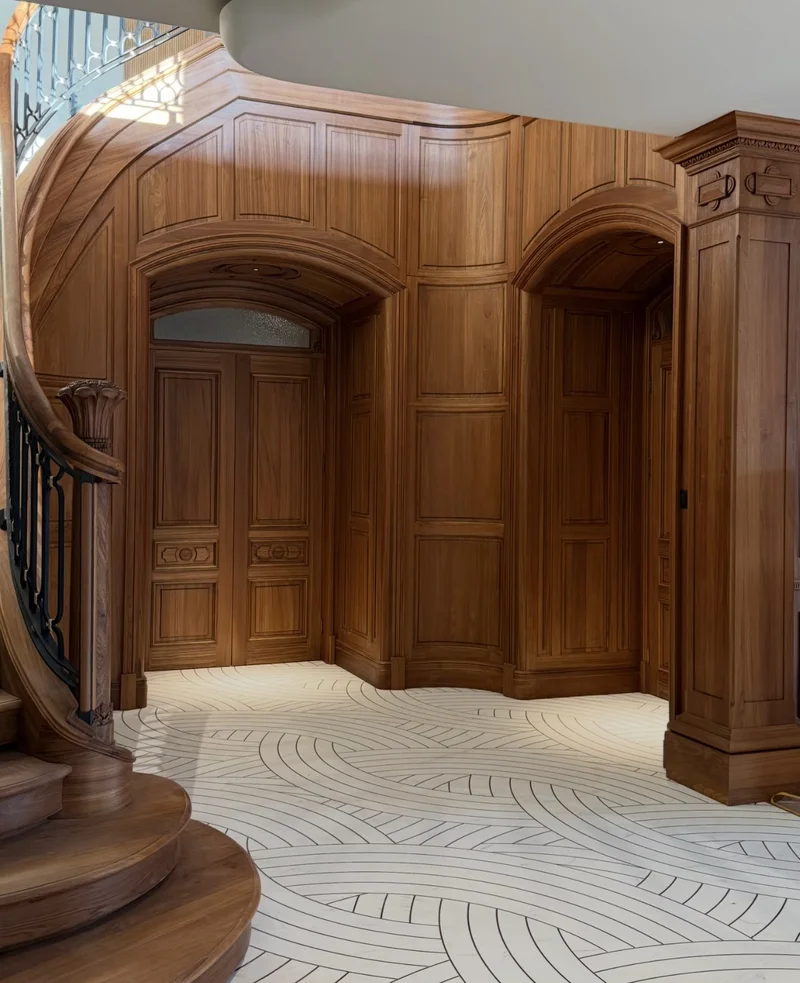 High-end residential solid wood door project oak/walnut personalized customization