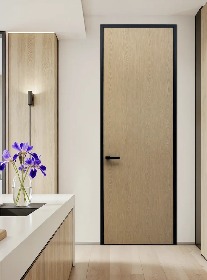 Walnut solid wood doors fire-rated BS 60min with anti-pry locks for hotels