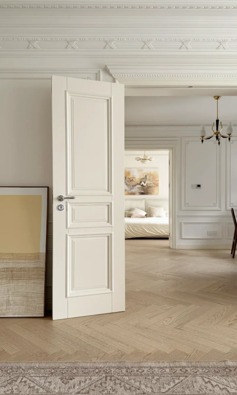 Pine solid wood doors cost-effective with water-based paint for residential areas